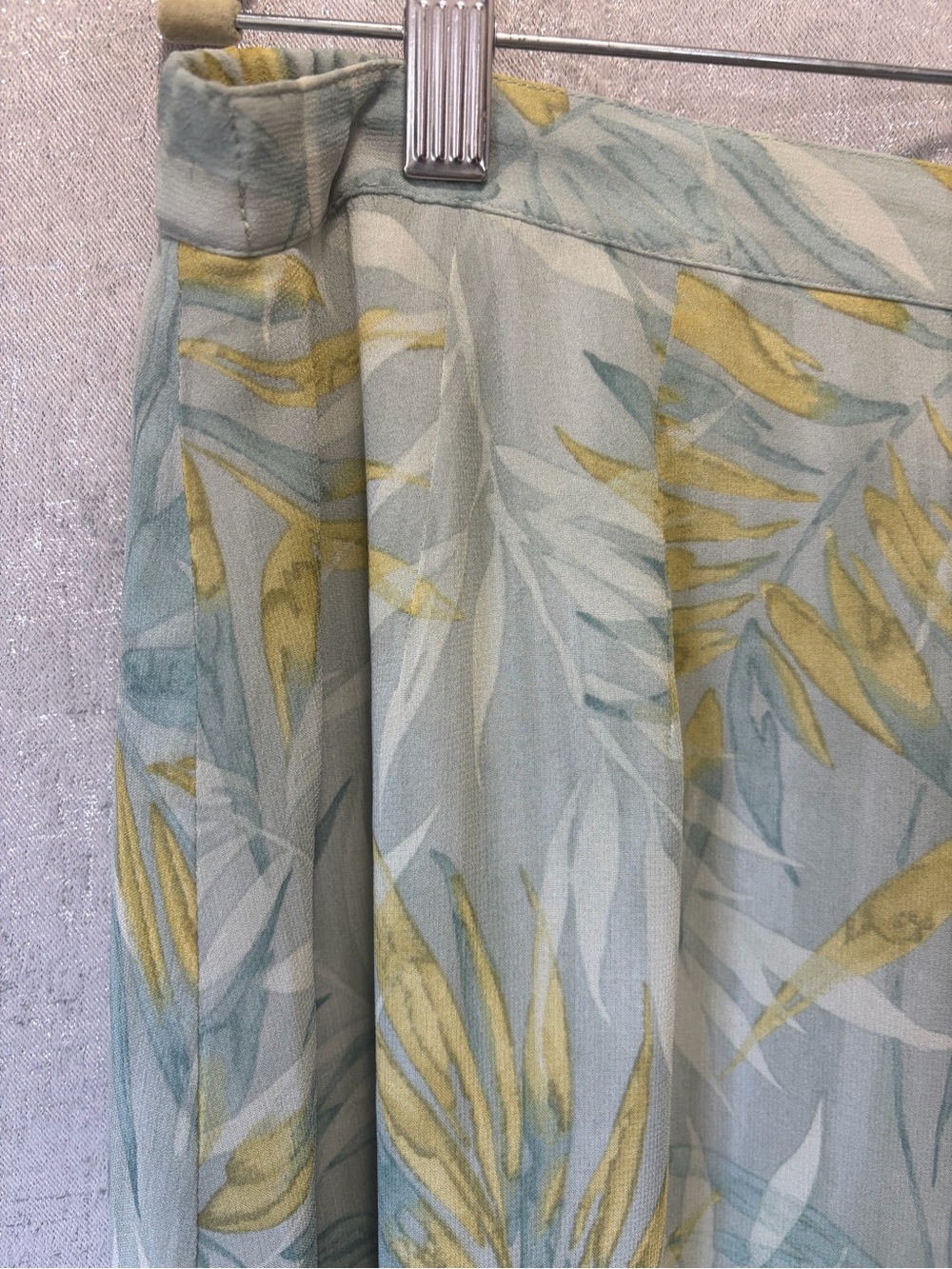 SILK VINTAGE Light Blue Botanical Print Maxi Skirt Yellow Accents DUE per DUE - Picture 12 of 14